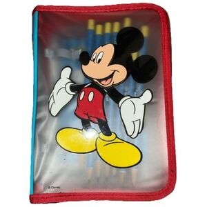 Vintage Mickey Mouse Disney Pencil Case Stationary‎ Kit Zipper *flaw